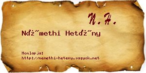 Némethi Hetény névjegykártya